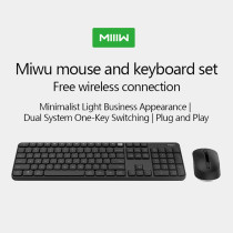 Miiiw Mwwc01 Wireless Silent Mouse & Keyboard Combo 104 Keys 2.4Ghz Wireless Usb Receiver Dual System One-Key Switching Windows/Mac Os, Plug And Play - Black