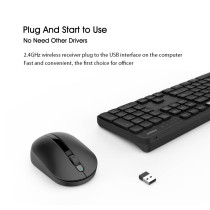 Miiiw Mwwc01 Wireless Silent Mouse & Keyboard Combo 104 Keys 2.4Ghz Wireless Usb Receiver Dual System One-Key Switching Windows/Mac Os, Plug And Play - Black