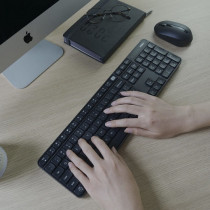 Miiiw Mwwc01 Wireless Silent Mouse & Keyboard Combo 104 Keys 2.4Ghz Wireless Usb Receiver Dual System One-Key Switching Windows/Mac Os, Plug And Play - Black