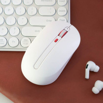 Miiiw Mwmm01 Silent Wireless Usb Mouse With Three Speed Adjustment 800/1200/1600 Dpi Sensor Plug & Play Multi-Function Led Indicator For Switching Speed, 2.4Ghz - White