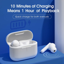 Qcy T11 Touch Control Low Latency True Wireless Earbuds With 4 Microphone Noise Cancelling Bluetooth V5.0 Hifi Superior Sound Mono/Stereo In-Ear Headphone - White