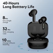 Qcy T13 True Wireless Earbuds Touch Control And 4 Enc Microphones Stereo Earphone In-Ear 40H Ultra-Long Battery Life / 7.2 Dynamic Driver / Bluetooth 5.1 - Black