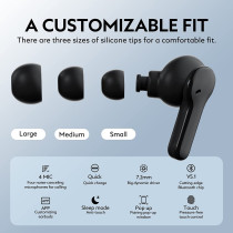 Qcy T13 True Wireless Earbuds Touch Control And 4 Enc Microphones Stereo Earphone In-Ear 40H Ultra-Long Battery Life / 7.2 Dynamic Driver / Bluetooth 5.1 - Black