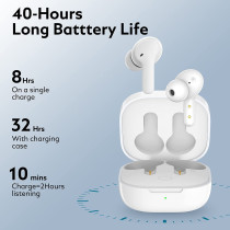 Qcy T13 True Wireless Earbuds Touch Control And 4 Enc Microphones Stereo Earphone In-Ear 40H Ultra-Long Battery Life / 7.2 Dynamic Driver / Bluetooth 5.1 - White