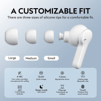 Qcy T13 True Wireless Earbuds Touch Control And 4 Enc Microphones Stereo Earphone In-Ear 40H Ultra-Long Battery Life / 7.2 Dynamic Driver / Bluetooth 5.1 - White