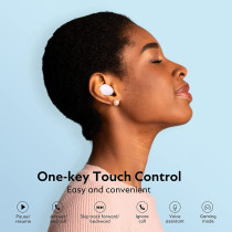 Qcy T16 True Wireless Earbuds With 4 Microphone & Cvc8.0 Noise Cancelling In-Ear Headphone Touch Control Ultra-Low Latency Type-C Fast Charge - White