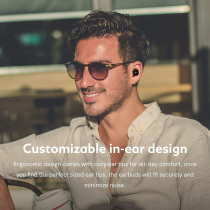 Qcy T17 True Wireless Earbuds With Active Noise Cancelling Microphone Hifi Touch Control Low Latency Stereo In-Ear Headphone 26Hrs Long Battery Life Bluetooth 5.1 - Black
