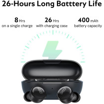 Qcy T17 True Wireless Earbuds With Active Noise Cancelling Microphone Hifi Touch Control Low Latency Stereo In-Ear Headphone 26Hrs Long Battery Life Bluetooth 5.1 - Black