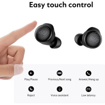 Qcy T17 True Wireless Earbuds With Active Noise Cancelling Microphone Hifi Touch Control Low Latency Stereo In-Ear Headphone 26Hrs Long Battery Life Bluetooth 5.1 - Black