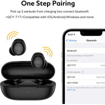 Qcy T17 True Wireless Earbuds With Active Noise Cancelling Microphone Hifi Touch Control Low Latency Stereo In-Ear Headphone 26Hrs Long Battery Life Bluetooth 5.1 - Black