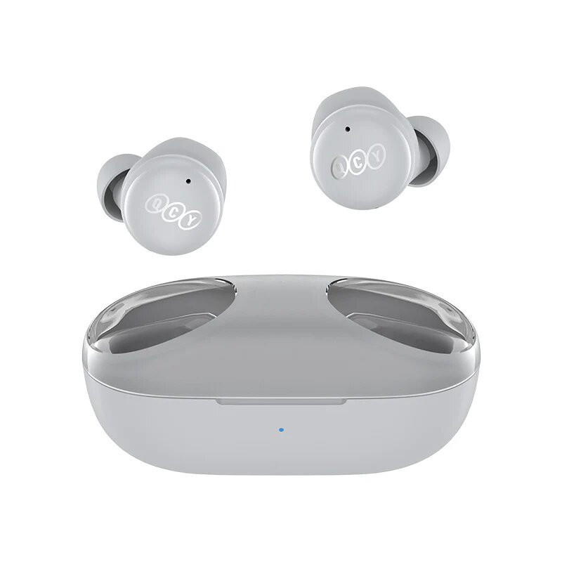 Qcy T17S Hifi Stereo Touch Control Low Latency True Wireless In-Ear Earbuds With Quad Microphone Noise Cancelling Ios/Android - Light Grey