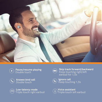 Qcy T17S Hifi Stereo Touch Control Low Latency True Wireless In-Ear Earbuds With Quad Microphone Noise Cancelling Ios/Android - Light Grey