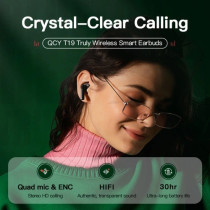 Qcy T19 True Wireless Smart Earbuds With Quad Microphone & Enc Stereo Hd Calling Hifi Bluetooth 5.1 Touch Control Low Latency 30Hrs Battery - Black
