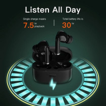 Qcy T19 True Wireless Smart Earbuds With Quad Microphone & Enc Stereo Hd Calling Hifi Bluetooth 5.1 Touch Control Low Latency 30Hrs Battery - Black