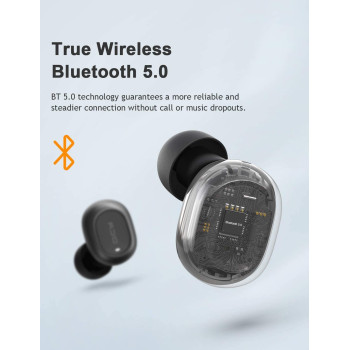 Qcy T2C True Wireless Earphones With Dual Microphone Noise Cancelling Cvc6.0 Ultra-Low Latency Hd Sound Bluetooth 5.0 Hifi Stereo In-Ear Headphone - Black