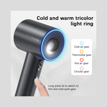 Showsee A18-Gy 1600W Negative Ion Hair Dryer With Ionizer, Volumizing, Frizz-Reducing Technology, Heat Protection, Moisturizing - Grey