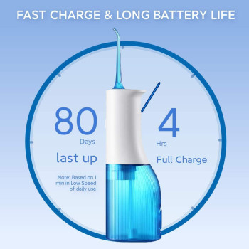 Soocas W3 Pro Portable Oral Irrigator 7 Gears + 4 Nozzle 1300 Pulsed Power Water Flosser 240Ml Detachable Water Tank Ipx7 Waterproof - Blue