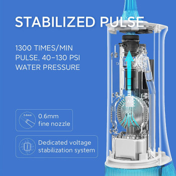 Soocas W3 Pro Portable Oral Irrigator 7 Gears + 4 Nozzle 1300 Pulsed Power Water Flosser 240Ml Detachable Water Tank Ipx7 Waterproof - Blue