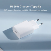 Xiaomi Mi 20W Charger Fast Charging Power Adapter With Usb Type-C Port Eu Plug - White