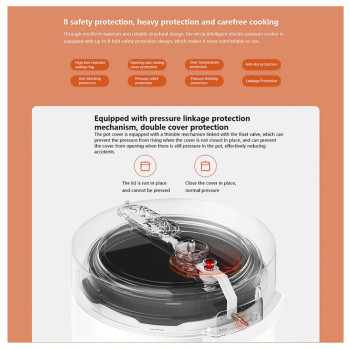 Xiaomi Mijia Smart Electric Pressure Cooker 2.5L Smart App Control Multifunction Electric Cooker 1000W - White