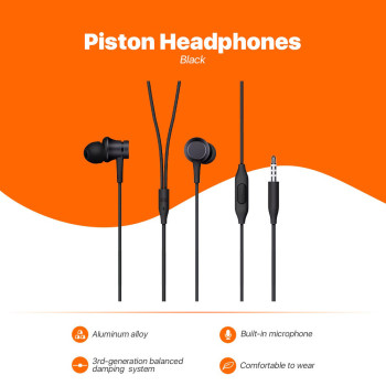 Xiaomi Mi Piston Basic Wired Earphone With Built-In Mic 3.5Mm Jack In-Ear Headphone - Black