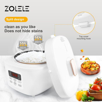 Zolele Zb500 Multifunctional Electric Rice Cooker With 3L Capacity Smart Low Sugar Rice Cooker Micro-Computer Button Double Inner Pot 700W - White