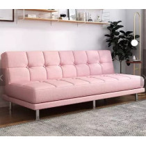 Fabric Sofa Living Room Small Apartment Modern Minimalist Bedroom Three-Seat Sofa Bed, Folding Dual-Use Sofa Bed, Pink