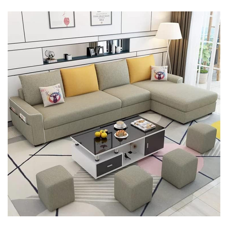 Simple Combination Removable And Washable Three-Person Small Apartment Sofa Modern Sectional Sofa