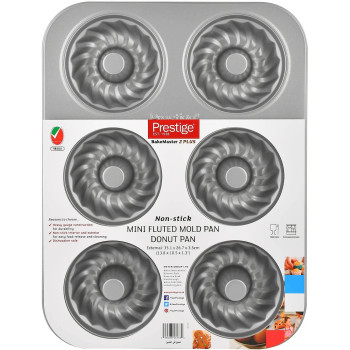 Prestige Non Stick Mini Fluted Mold Pan, Grey (PR46178)