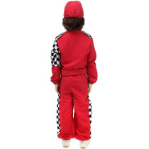 FITTO Kids Halloween Racer Cosplay Red Race Car Driver Uniform Costume Set