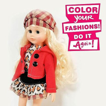 Fitto Blond Hair Poseable American Doll with Hat, Leopard Dress & Red Jacket Pretty Doll 14Inch Size with Accessories Toys For Girls