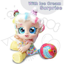 FITTO pretty stylish modern American girl doll with yellow boots, large blue eyes, unicorn-colored hair with a battery, a singing doll toy ice cream blind box surprise 12-inch toy for girls