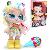 FITTO pretty stylish modern American girl doll with yellow boots, large blue eyes, unicorn-colored hair with a battery, a singing doll toy ice cream blind box surprise 12-inch toy for girls