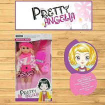 Fitto Blond Hair Poseable American Doll with Pink Hat & Pink Shawl Pretty Doll 14Inch Size with Accessories Toys For Girls