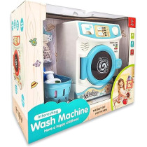 FITTO Kids Washing machine playset, Realistic Pretend Play Appliance For Kids, clothes with basket and clothes hanging rack, interactive educational toy, Gift for Boys Girls Age 3+, Blue