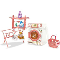 FITTO Kids Washing machine playset, Kids play pretend washer, clothes with basket and clothes hanging rack, interactive educational toy, Gift for Boys Girls Age 3+, Pink