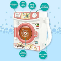 FITTO Kids Washing machine playset, Kids play pretend washer, clothes with basket and clothes hanging rack, interactive educational toy, Gift for Boys Girls Age 3+, Pink