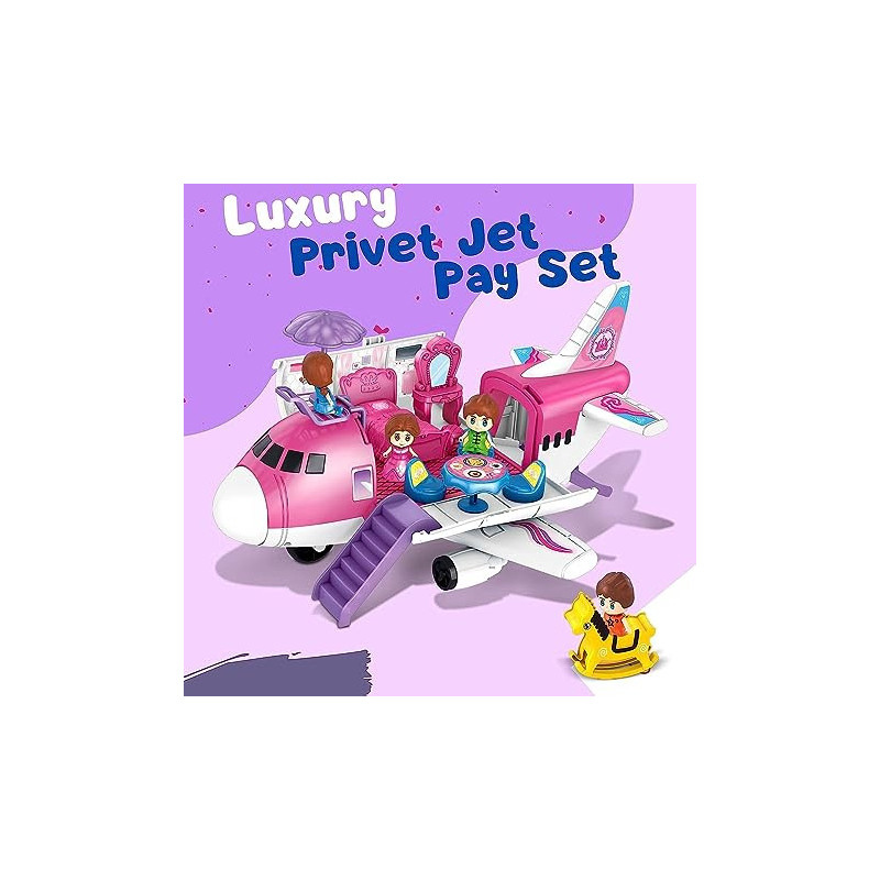 Fitto Airplane Jet Station Playset, Toddler Pink Dream Jet Plane, with Toy Accessory, Toys, Pink
