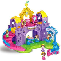 Fitto Princess Mini Castle Dollhouse with 4 Rooms Small 2 Storey Castle Houses Playset with 2 Dolls Furniture 1 Horse Carriage multicolour