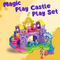 Fitto Princess Mini Castle Dollhouse with 4 Rooms Small 2 Storey Castle Houses Playset with 2 Dolls Furniture 1 Horse Carriage multicolour
