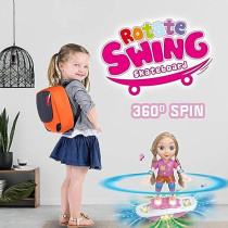 Fitto Magical Cute Pink Doll with Skating Board, Dancing Toy with Light and Music
