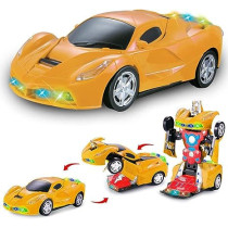 Fitto 2 In 1 Transformer Sports Car Transform Automatically From Robot Mode To Sports Car Mode with Light and Music