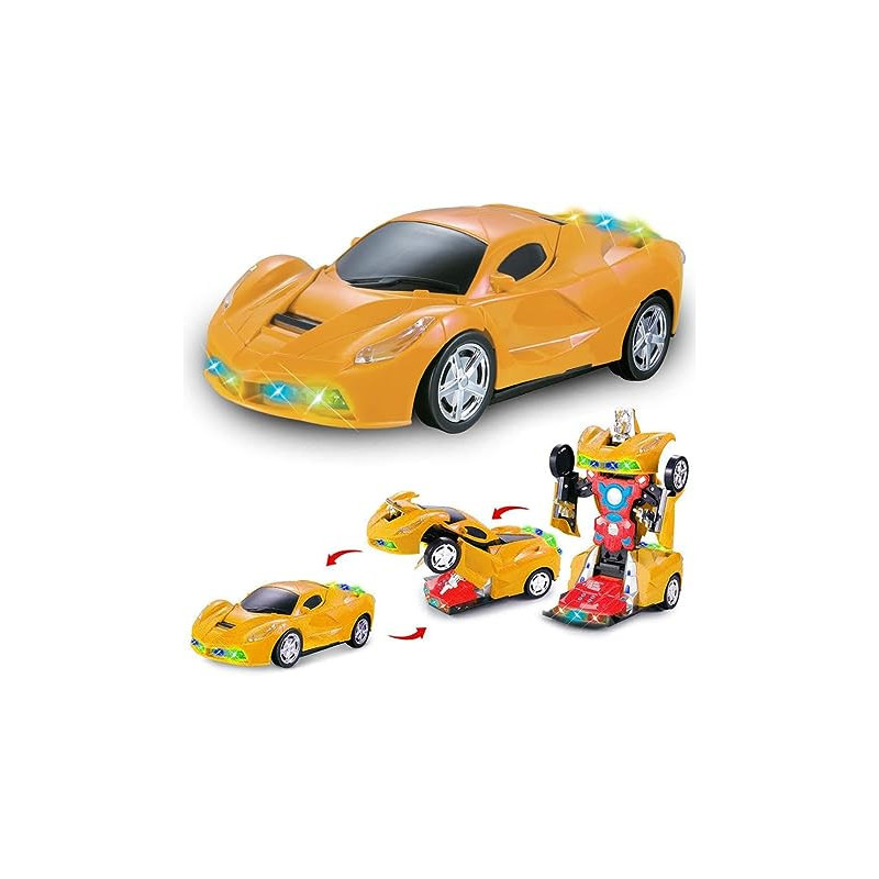 Fitto 2 In 1 Transformer Sports Car Transform Automatically From Robot Mode To Sports Car Mode with Light and Music