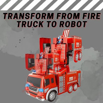 Fitto 2 In 1 Transformer Firefighter Truck Transform Automatically From Robot Mode To Fire Truck Mode with Light and Music