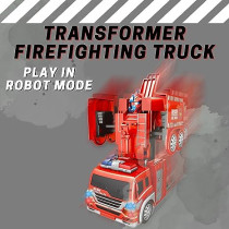 Fitto 2 In 1 Transformer Firefighter Truck Transform Automatically From Robot Mode To Fire Truck Mode with Light and Music