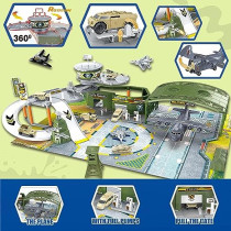 Fitto Military Base Action Figures Play Set with Large Bomber, 3 Jet Fighters, 5 Military Cars and Tanks and Helicopter