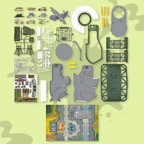Fitto Military Base Action Figures Play Set with Large Bomber, 3 Jet Fighters, 5 Military Cars and Tanks and Helicopter