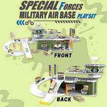 Fitto Military Base Action Figures Play Set with Large Bomber, 3 Jet Fighters, 5 Military Cars and Tanks and Helicopter