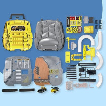 Fitto Construction Portable Backpack Playset with Crane, Slide, Elevator, and 2 Toy Construction Vehicles