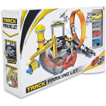 Fitto Adventure Rollo Coaster Playset with Car Crane, Stunt Loop, 4 Die Cast Cars, and Car Service Station